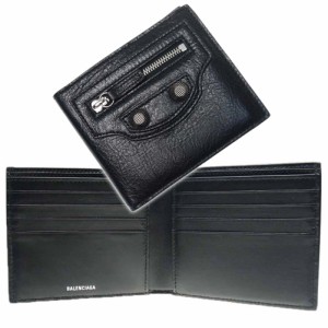 【セール 21％OFF！】BALENCIAGA バレンシアガ メンズ二つ折り財布 763392 210KR / SQUARE FOLDED WALLET ブラック