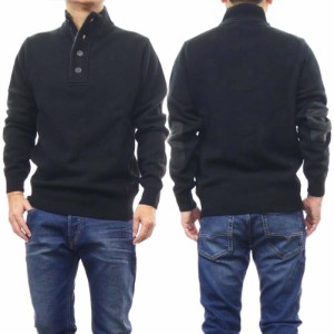 【セール 40％OFF！】BARBOUR バブアー メンズデザインネックセーター ニット MKN0585 / ESSENTIAL PATCH HALF ZIP ブラック