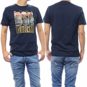 【セール 50％OFF！】DIESEL ディーゼル メンズクルーネックTシャツ A11069 0CATM / T-DIEGOR-L7 ネイビー