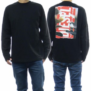 【セール 50％OFF！】DIESEL ディーゼル メンズクルーネックロングTシャツ A11259 0JYYF / T-CRANE-LS-POFF ブラック