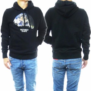 【セール 50％OFF！】DIESEL ディーゼル メンズプルオーバーパーカー A03570 0JFAV / S-GINN-WELT-HOOD ブラック