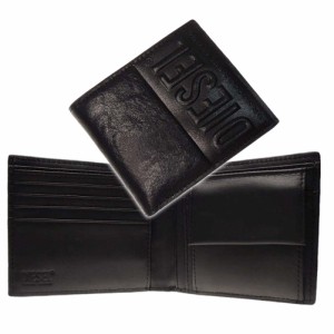 【○％OFF！】DIESEL ディーゼル メンズ二つ折り財布（小銭入れ付き） X09830 P0503 / DSL 3D BI-FOLD COINS ブラック /2024春夏新作