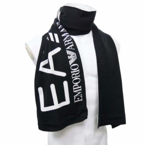 【セール 27％OFF！】EMPORIO ARMANI エンポリオアルマーニ EA7 メンズニットマフラー 240128 CC200 ブラック