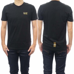 【セール 50％OFF！】EMPORIO ARMANI エンポリオアルマーニ EA7 メンズクルーネックTシャツ 8NPT51 PJM9Z ブラック×ゴールド