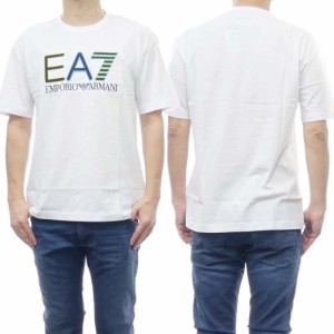 【セール 50％OFF！】EMPORIO ARMANI エンポリオアルマーニ EA7 メンズクルーネックTシャツ 3RUT02 PJ02Z ホワイト×マルチカラー