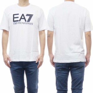 【セール 50％OFF！】EMPORIO ARMANI エンポリオアルマーニ EA7 メンズクルーネックTシャツ 3RUT02 PJ02Z ホワイト×ブラック