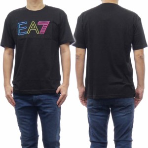 【セール 50％OFF！】EMPORIO ARMANI エンポリオアルマーニ EA7 メンズクルーネックTシャツ 3RUT02 PJ02Z ブラック×マルチカラー