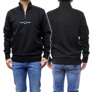 【セール 14％OFF！】FRED PERRY フレッドペリー メンズトレーナー M5547 / ENBROIDERED HALF ZIP SWEAT ブラック