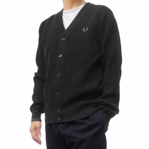 【24％OFF！】FRED PERRY フレッドペリー メンズニットカーディガン K6508 / WAFFLE STITCH CARDIGAN ブラック /2024秋冬新作