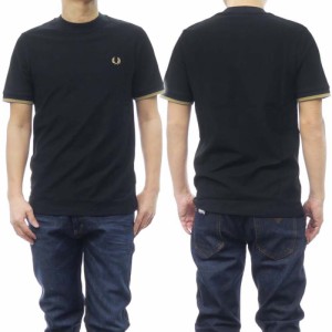 【11％OFF！】FRED PERRY フレッドペリー メンズクルーネックTシャツ M4654 / TIPPED CUFF PIQUE SHIRITブラック /2024春夏新作