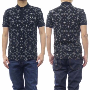 【11％OFF！】FRED PERRY フレッドペリー メンズ鹿の子ポロシャツ M7733 / GEOMETRIC FP POLO SHIRT ブラック /2024春夏新作