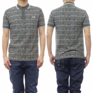【11％OFF！】FRED PERRY フレッドペリー メンズ鹿の子ポロシャツ M7757 / SPELLOUT GRAPHIC FRED PERRY POLO SHIRT グリーン /2024春夏