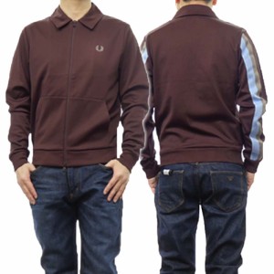 【5％OFF！】FRED PERRY フレッドペリー メンズジップアップスウェット J7827 / COLLARED TRACK JKT ブラウン /2024春夏新作