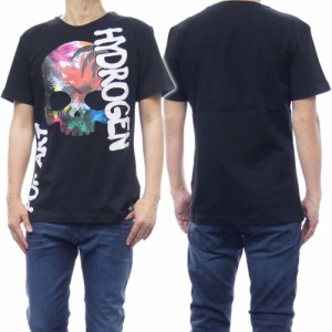 【41％OFF！】HYDROGEN ハイドロゲン メンズクルーネックTシャツ MT0007 / PALMS SKULL T-SHIRT ブラック /2024春夏新作