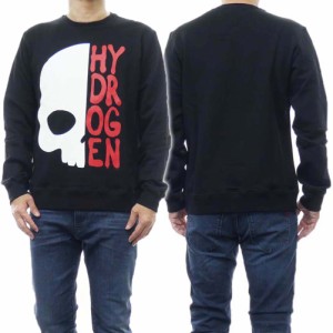 【50％OFF！】HYDROGEN ハイドロゲン メンズトレーナー MW0006 / HALF SKULL CREWNECK SWEATSHIRT ブラック /2024春夏新作