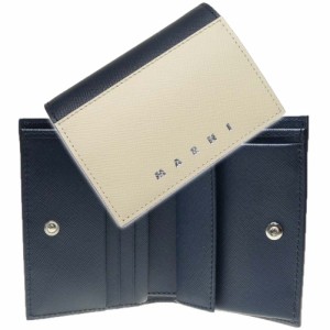 【セール 50％OFF！】MARNI マルニ メンズ二つ折り財布（小銭入れ付き） PFMI0072U0 LV520 ベージュ×ネイビー