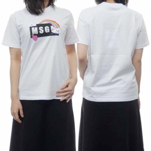 【旧作処分セール 65％OFF！】MSGM エムエスジーエム レディースクルーネックTシャツ 3041MDM169 217298 ホワイト  