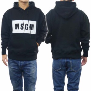 【セール 65％OFF！】MSGM エムエスジーエム メンズ裏起毛プルオーバーパーカー 2000MM525 200001 ブラック