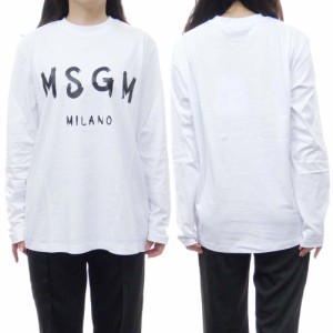 【セール 55％OFF！】MSGM エムエスジーエム レディースクルーネックロングTシャツ 2000MDM511 200002 ホワイト