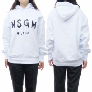 【セール 60％OFF！】MSGM エムエスジーエム レディース裏起毛プルオーバーパーカー 2000MDM515 200001 ホワイト