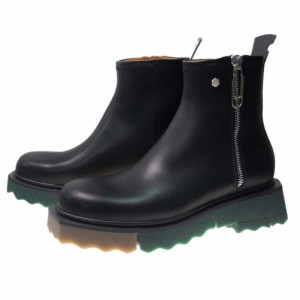 【旧作処分セール 65％OFF！】OFF-WHITE オフホワイト メンズブーツ SPONGE SOLE LEATHER ZIP BOOT / OMID004S21LEA001 ブラック  