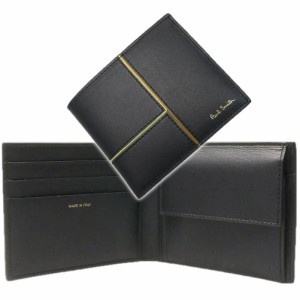 【○％OFF！】PAUL SMITH ポールスミス メンズ二つ折り財布（小銭入れ付き） M1A 7268 MPANEL ブラック /2024春夏新作