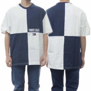 【セール 40％OFF！】TOMMY JEANS トミージーンズ メンズクルーネックTシャツ DM0DM15786 ブルー×ホワイト