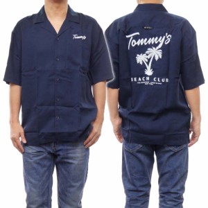 【35％OFF！】TOMMY JEANS トミージーンズ メンズカジュアルシャツ DM18945 ネイビー /2024春夏新作