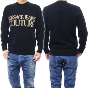 【セール 50％OFF！】VERSACE JEANS ヴェルサーチェジーンズ メンズクルーネックセーター ニット 75GAB530 CDW62 ブラック