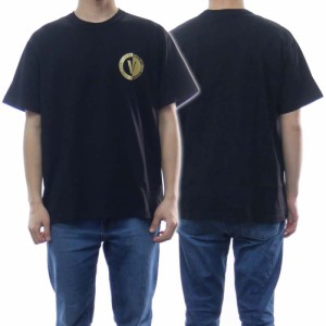 【セール 50％OFF！】VERSACE JEANS ヴェルサーチェジーンズ メンズクルーネックTシャツ 74GAHT10 CJ00T ブラック