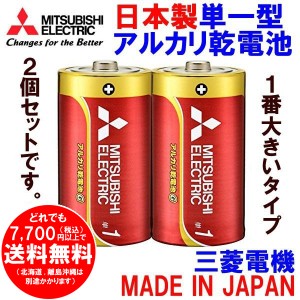 三菱 単1形 アルカリ乾電池 2本セット LR20GD/2S 単一電池 日本製 [f]