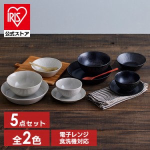 食器 5点セット MNW-5S 全2色 食器セット 美濃焼 磁器 皿 小鉢 茶碗 丼ぶり プレート ボウル 洋食 和食 新生活 電子レンジ対応 食洗機対