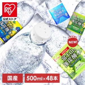 【一本あたり45円】炭酸水 プレーン レモン グレープフルーツ シャインマスカット 48本 500ml ラベルレス 富士山の強炭酸水 アイリスオー