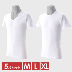 インナーシャツ 肌着 メンズ メンズ 肌着Tシャツ ホワイト 5枚組 全3サイズ×2種類 インナーシャツ 肌着 メンズ クルーネック Vネック 5
