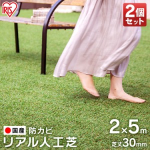 人工芝 2m×5m 2個セット 人工芝マット 芝マット ロールタイプ リアル人工芝 IP-3025 アイリスオーヤマ 庭 簡単お手入れ 人工芝生 芝生 