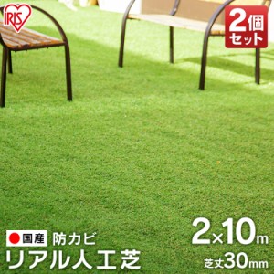 【即納】人工芝 2m×10m 2個セット 人工芝マット 芝マット ロールタイプ リアル人工芝 IP-30210 アイリスオーヤマ 庭 簡単お手入れ 人工