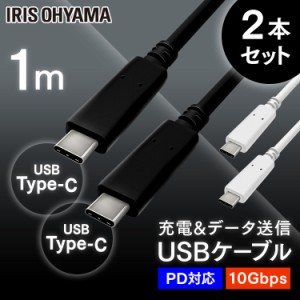  【2個セット】USB-C to USB-Cケーブル 1m(GEN2) ICCC-B10 ブラック ホワイト ケーブル 高画質ケーブル 充電 けーぶる USB Type-C 2重シ