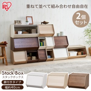 収納 収納ボックス スタックボックス 扉付き 幅40cm 2個セット 収納ケース ボックス ケース 扉 収納ラック リビング リビング収納 家具 