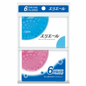 エリエール ポケットティッシュ 10組×6個 パルプ100% 大王製紙 大王製紙 ティッシュペーパー なめらか 柔軟剤 肌ざわり パルプ 風邪 花