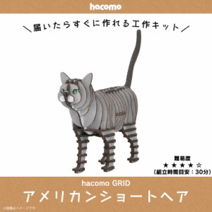 ペーパークラフト 工作キット ダンボール 段ボール 動物　猫シリーズ 【4775】アメリカンショートヘア GRID グリッド 動物 アニマル ペッ