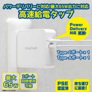 ACアダプタ 充電器 急速充電 コンセント PPS-UTAP9AWH【1339】Type-C対応 USB Power Delivery 2台同時充電可能 スイングプラグ プリンス