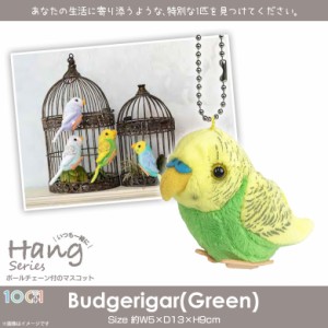 ぬいぐるみ セキセイインコ グリーン アニマル キーホルダー SQ077【0310】100+1 Hang 動物 鳥 マスコット ボールチェーン付 太洋産業貿