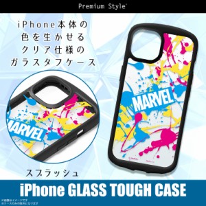 iPhone13 ケース キャラクター クリア 耐衝撃 MARVEL スプラッシュ PG-DGT21K20MVL【2834】クリアケース マーベル ガラスタフケース 米軍