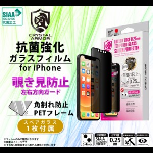 iPhone13 mini フィルム ガラスフィルム 抗菌 覗き見防止 プライバシー保護 GI23-25P【6133】CRYSTAL ARMOR 強化ガラス 角割れ防止 指紋