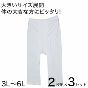 メンズ ステテコ ロングパンツ ズボン下 大きいサイズ 2枚組×3セット 3L〜6L (肌着 綿100% ボトム インナー 白)