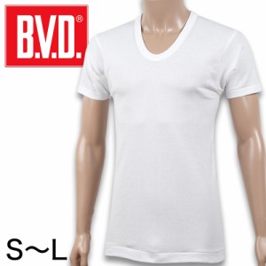 BVD メンズ 半袖シャツ Uネック 綿100％ S〜L (インナー 下着 男性 紳士 白 ホワイト コットン S M L)