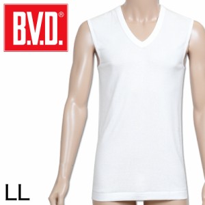 BVD メンズ スリーブレスVネックシャツ 綿100％ LL (コットン インナー クルーネック 下着 男性 紳士 白 ホワイト 大きいサイズ)