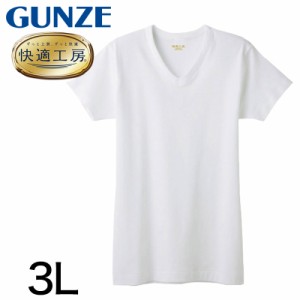 グンゼ 快適工房 紳士 半袖Vネック シャツ 3L (メンズ GUNZE 綿100％ コットン100 男性 下着 肌着 インナー V首 やわらか 日本製 大きい