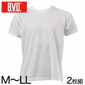 BVD メンズ 半袖丸首シャツ 2枚組 M〜LL (インナー クルーネック 下着 男性 紳士 白 ホワイト M L LL)