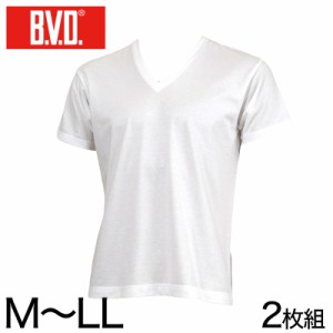 BVD メンズ 半袖Vネック シャツ 2枚組 M〜LL (インナー V首 下着 男性 紳士 白 ホワイト M L LL)